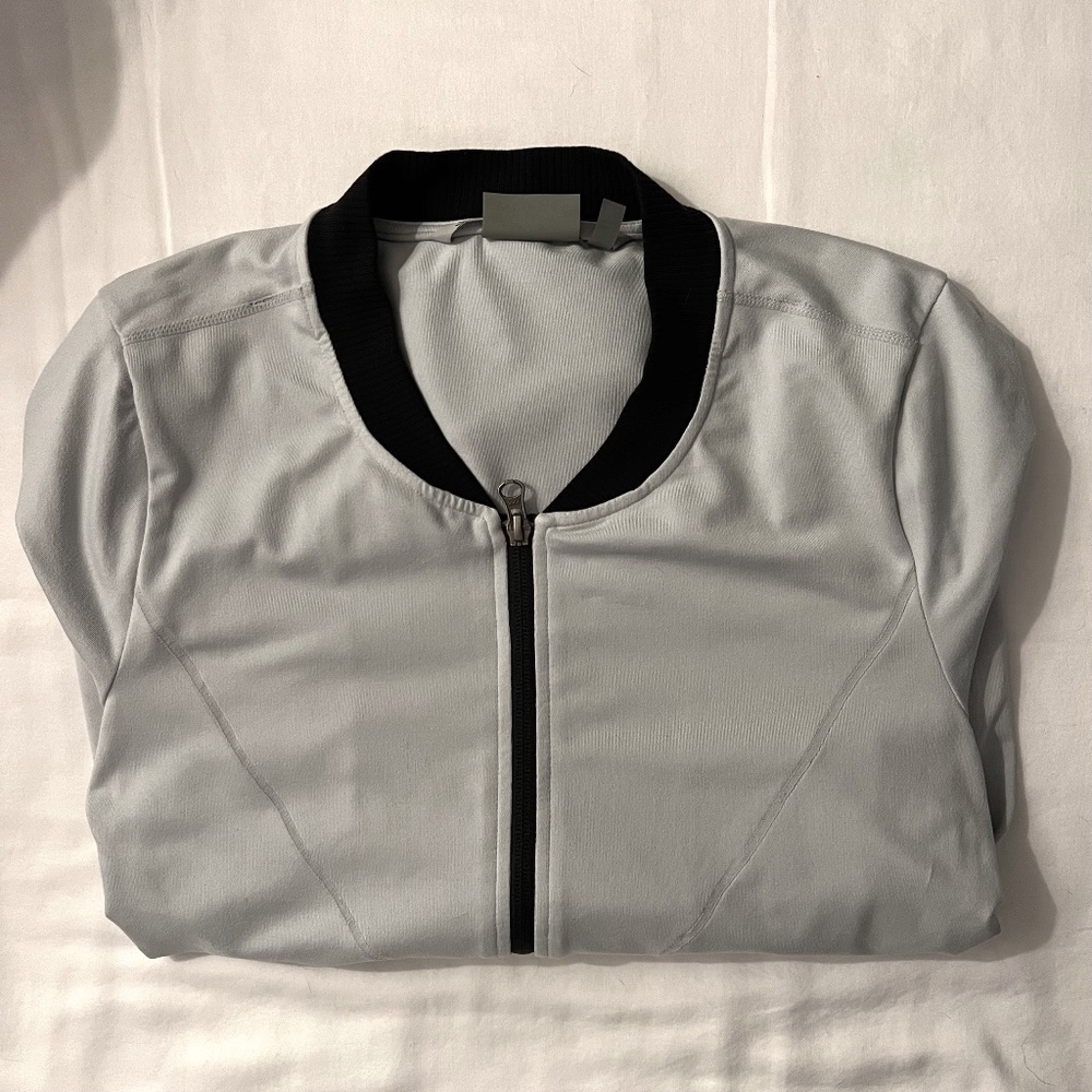 Athleta Women's Bomber Jacket, Light Grey/Black, Size M